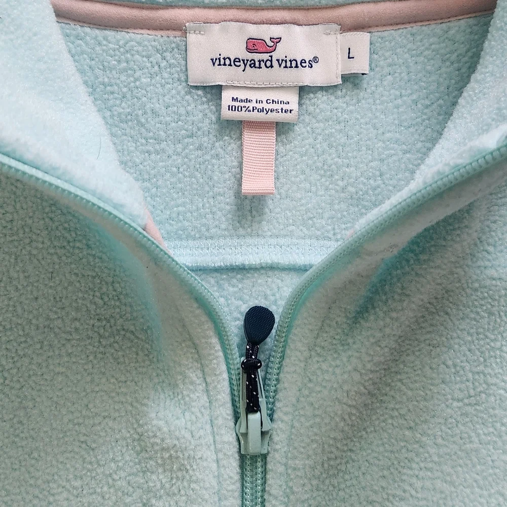 Vineyard Vines Women's Fleece Full Zip Vest‎ Light Teal size Large